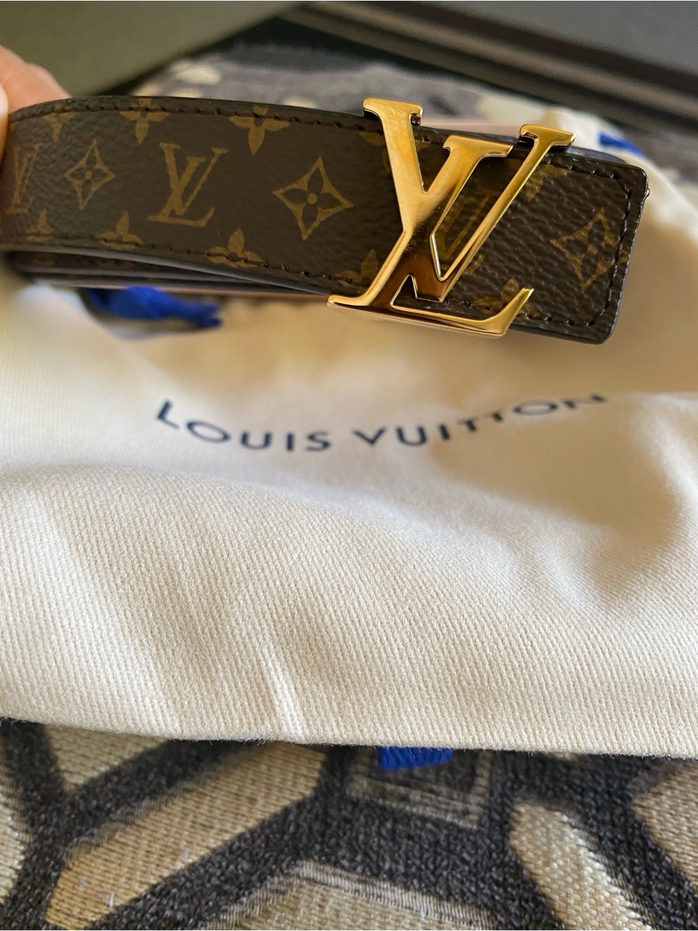 Louis Vuitton Monogram Signature Belt with Gold LV Buckle